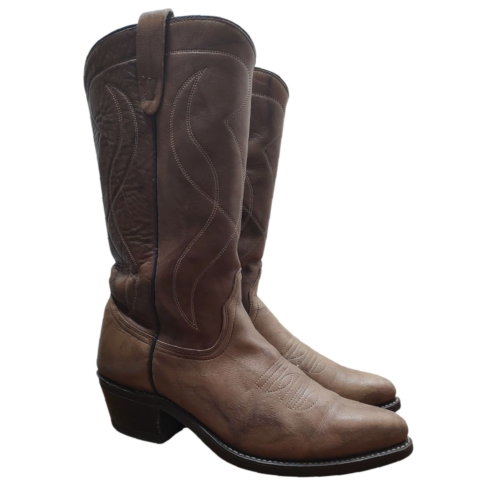 Vintage VINTAGE Texas Boots Western Cowboy 8 D Brown Marbled Leather Texas 8011 Mens Cow boy Boot United States 1992 Size US 8 / EU 41 - 3 Thumbnail