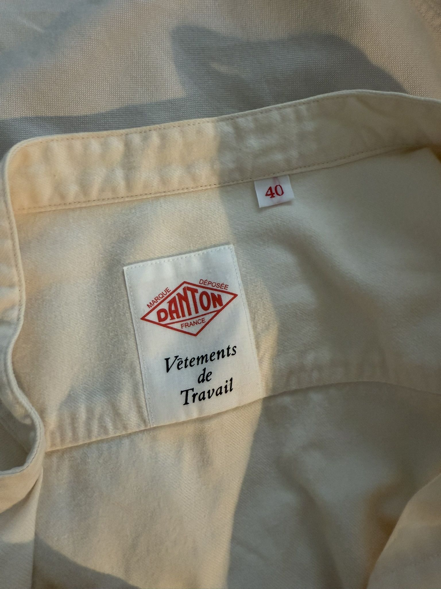 Danton Danton Band Collar Buttercream Cotton Flannel Shirt 40 Size US M / EU 48-50 / 2 - 2 Thumbnail