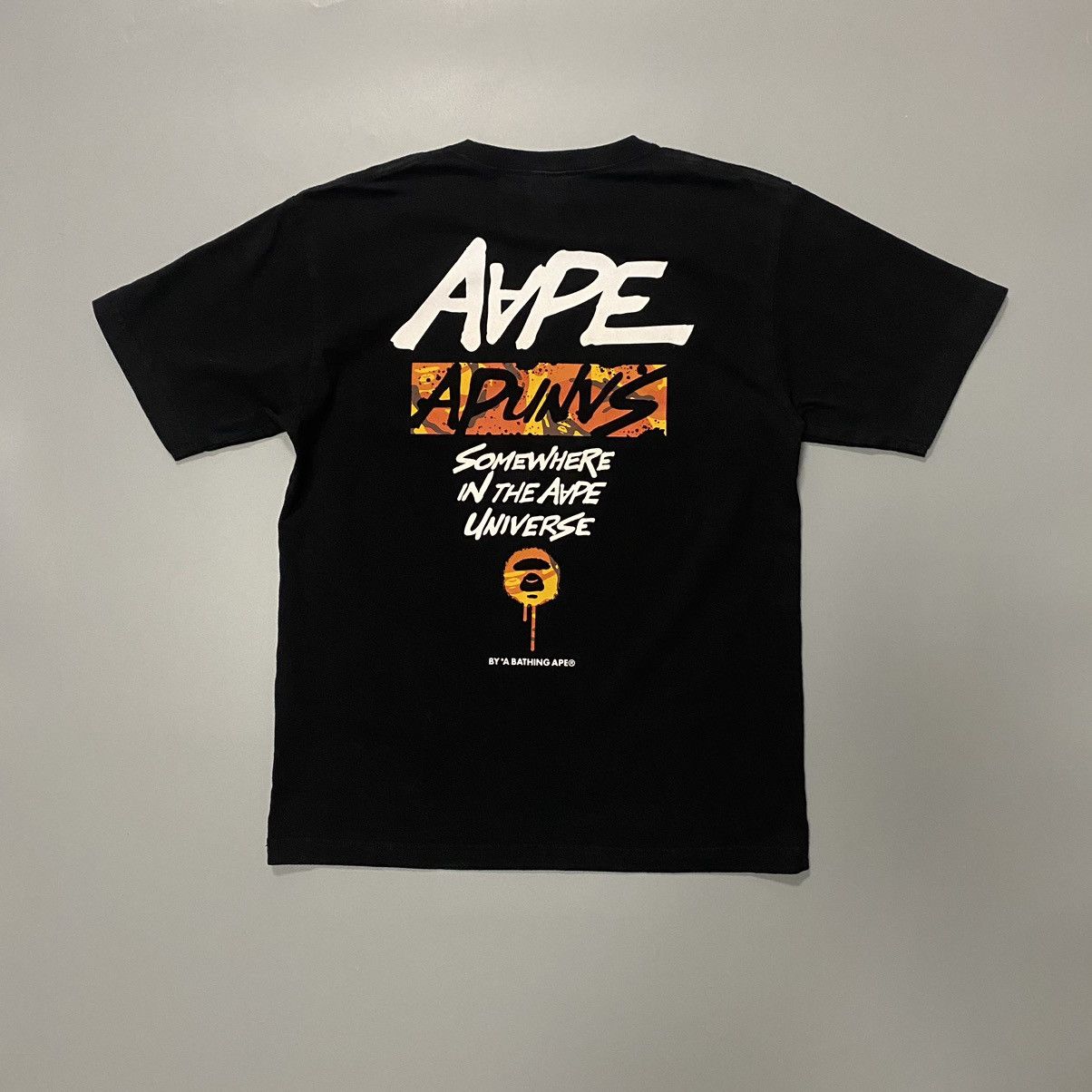 AAPE BAPE L Size T-Shirt Apunvs Black Big Logo