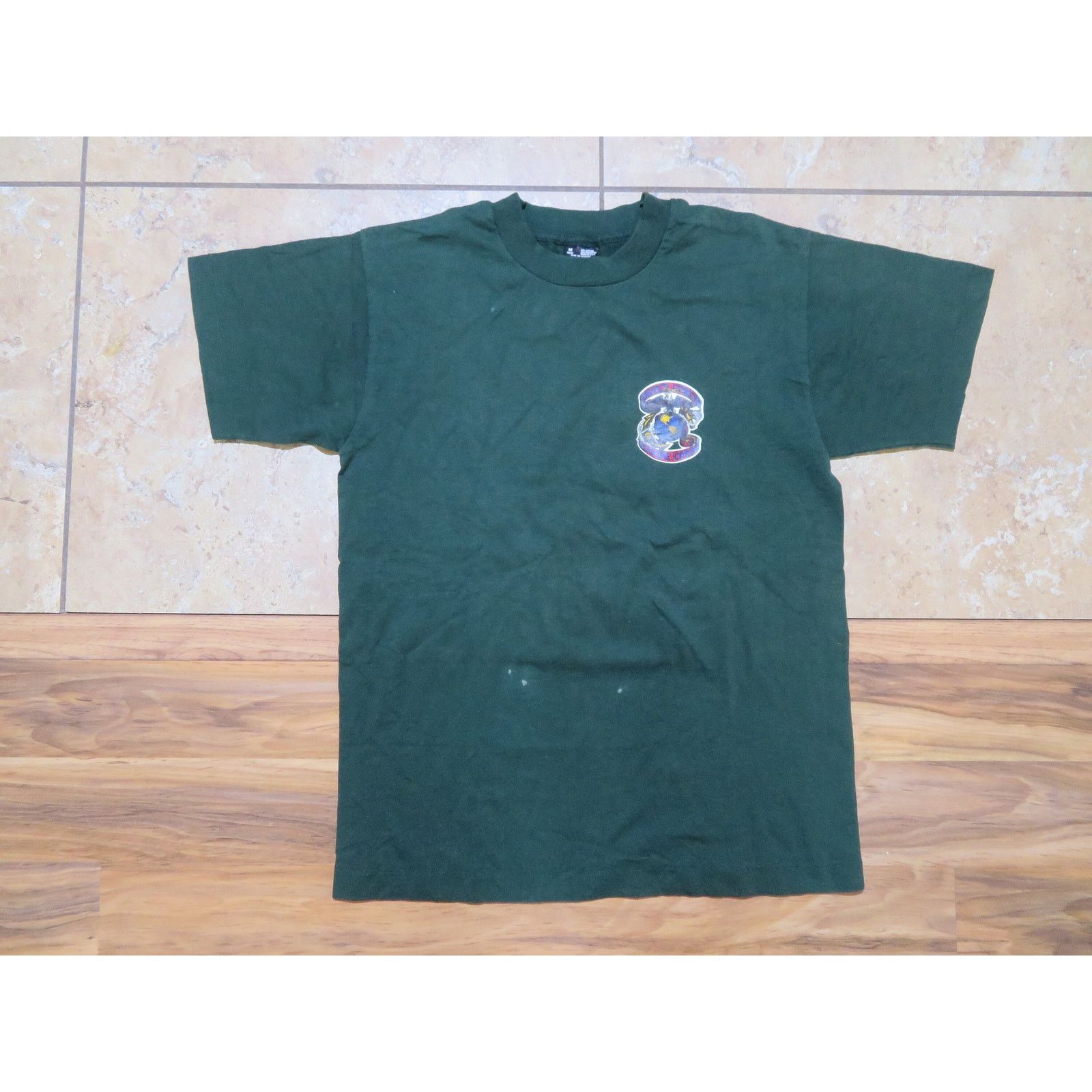 Fruit Of The Loom 90s Marine Corps Engineers T-Shirt Forest Green Sz M Size US M / EU 48-50 / 2 - 2 Thumbnail