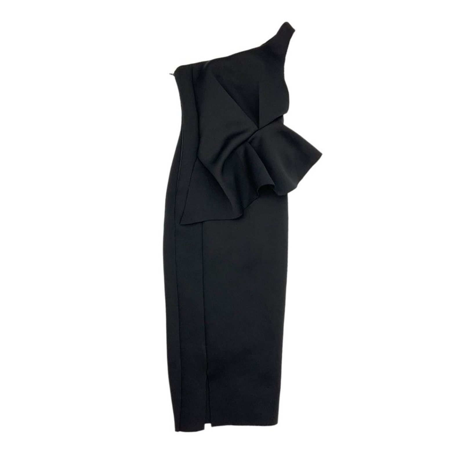 black one shoulder peplum dress Kristine One-Shoulder Peplum Gown