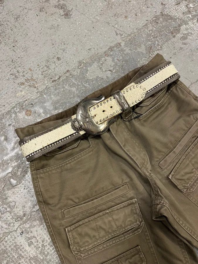Vintage 2000s Nanni Metal White Crocodile Effect Leather Belt Size ONE SIZE - 2 Thumbnail