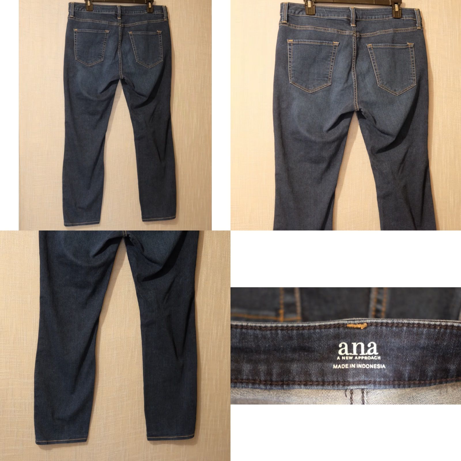 Vintage a.n.a. Jeans Skinny Blue Dark Wash Distressed Mid-Rise Womens 14 Blue Jeans Slimming Distressed 90s Fall Womens Size 36" / US 14 / IT 50 - 8 Thumbnail