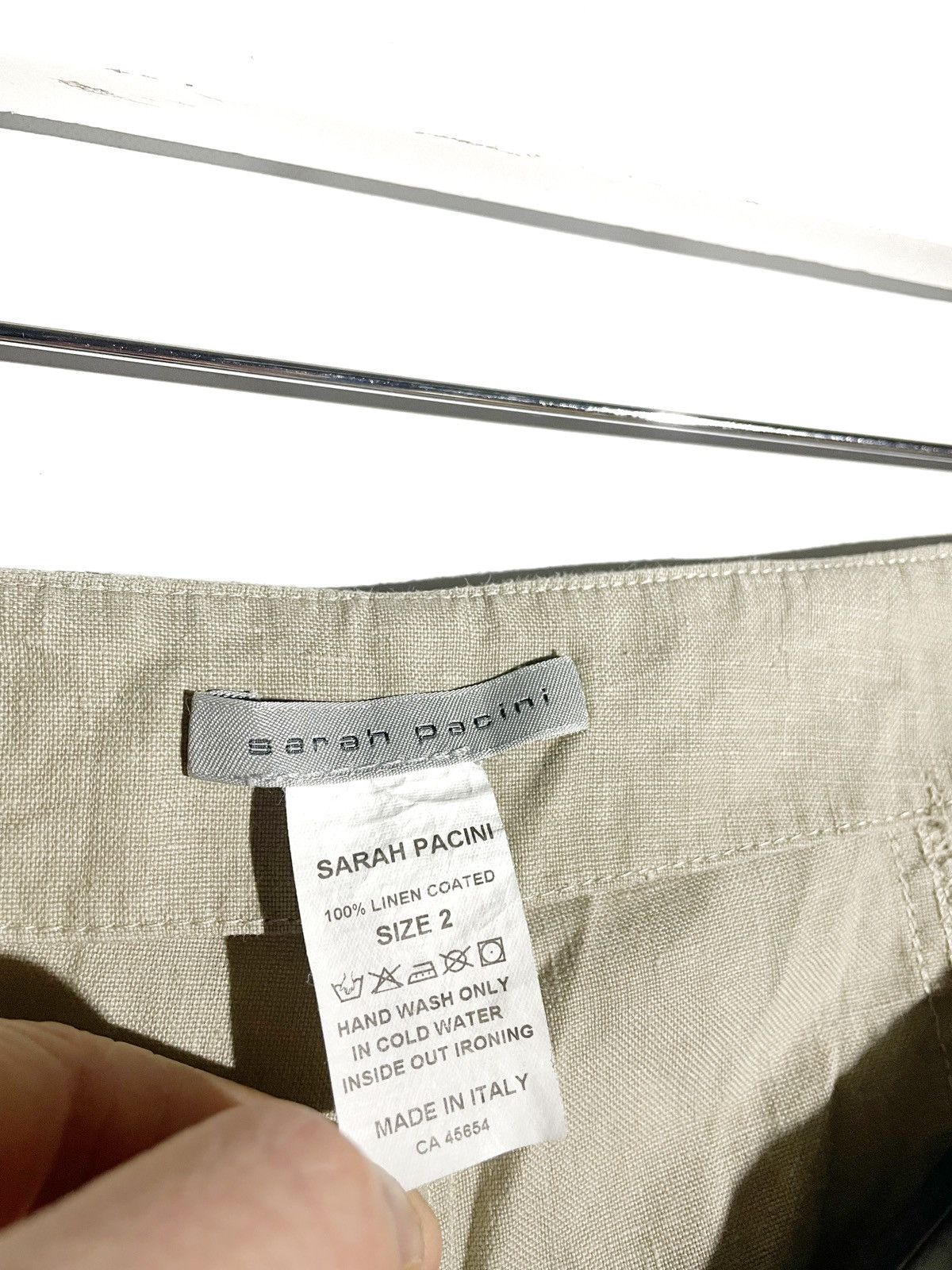 Sarah Pacini × Vintage Sarah Pacini Linen Baggy Beige Pants Size 2/M Made In Italy Size 26" / US 2 / IT 38 - 7 Thumbnail