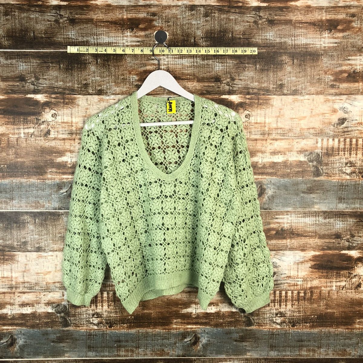 Homespun Knitwear Japan vintage crochet meshnet Green Knitwear #A1979 Size US S / EU 44-46 / 1 - 1 Thumbnail