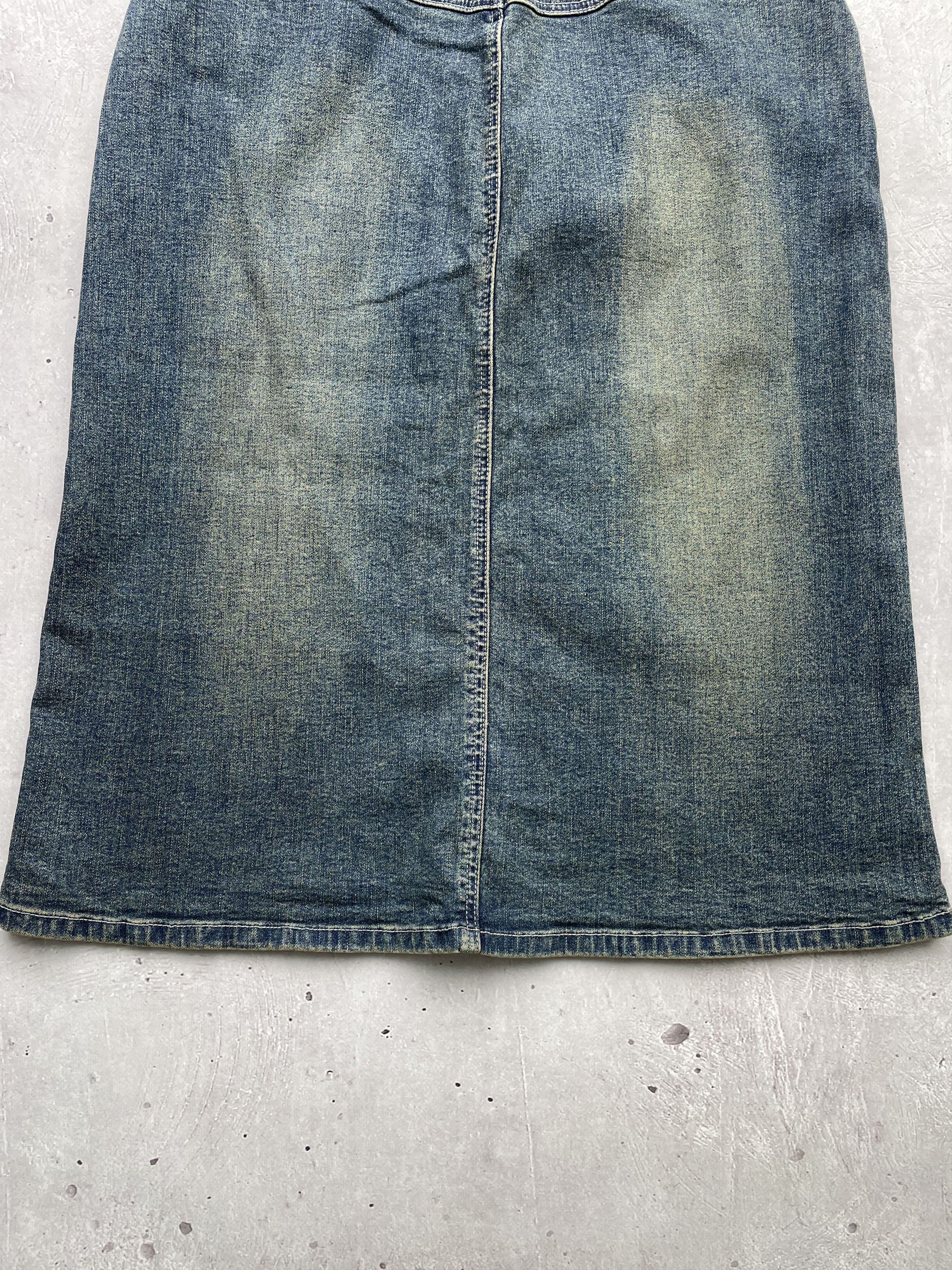 Vintage Vintage Denim Velour Midi Skirt Size 26" / US 2 / IT 38 - 9 Thumbnail