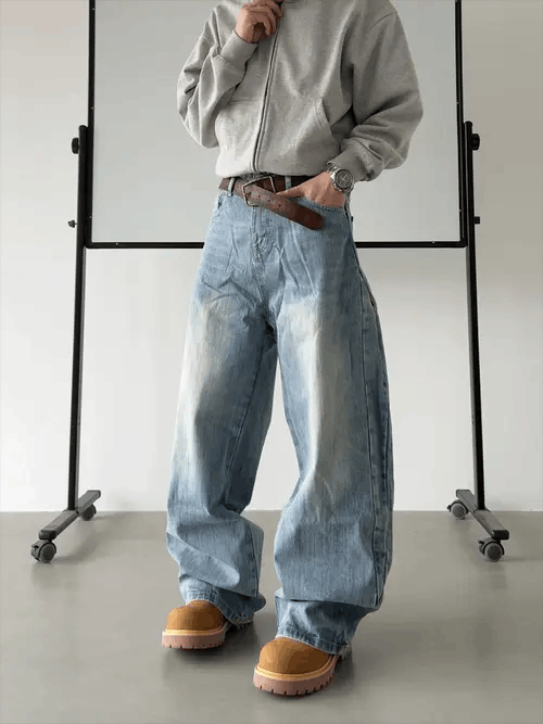 VIBE Embroidered Wide Leg Baggy Jeans Size US 32 / EU 48 - 3 Thumbnail