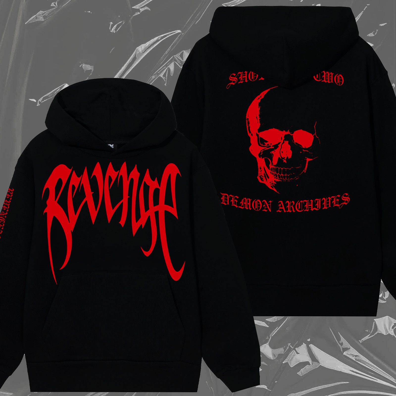 Revenge REVENGE BLACK RED ARCHIVE HOODIE Grailed