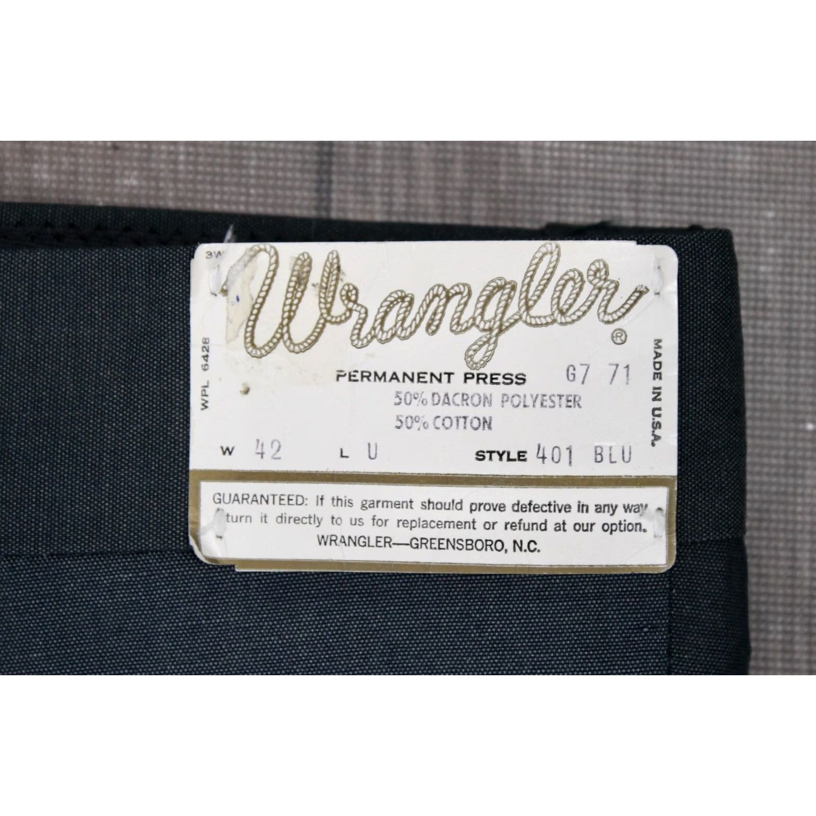 Wrangler VINTAGE Wrangler Grey 60s Pants Shirt Mens 60s Wrangler Western Pants 43x36 Unhemmed Gray 1960s Mens Size US 43 - 4 Thumbnail