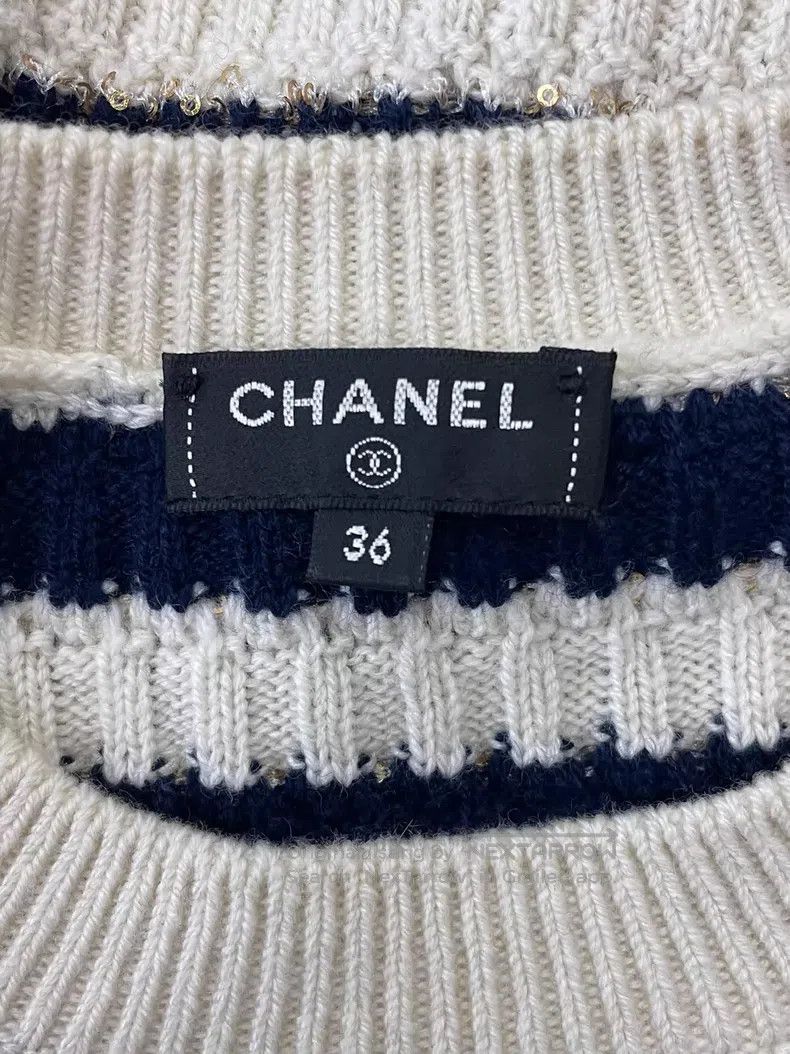 Chanel Chanel Blue and white sequin striped sweater Size XS / US 0-2 / IT 36-38 - 4 Thumbnail