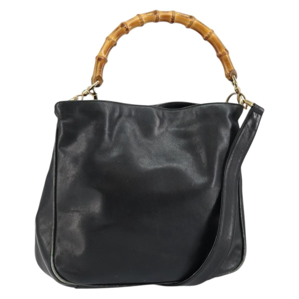 Gucci GUCCI Bamboo Handbag Leather Black Gold 001 2123 001 2123 Size ONE SIZE - 1 Thumbnail