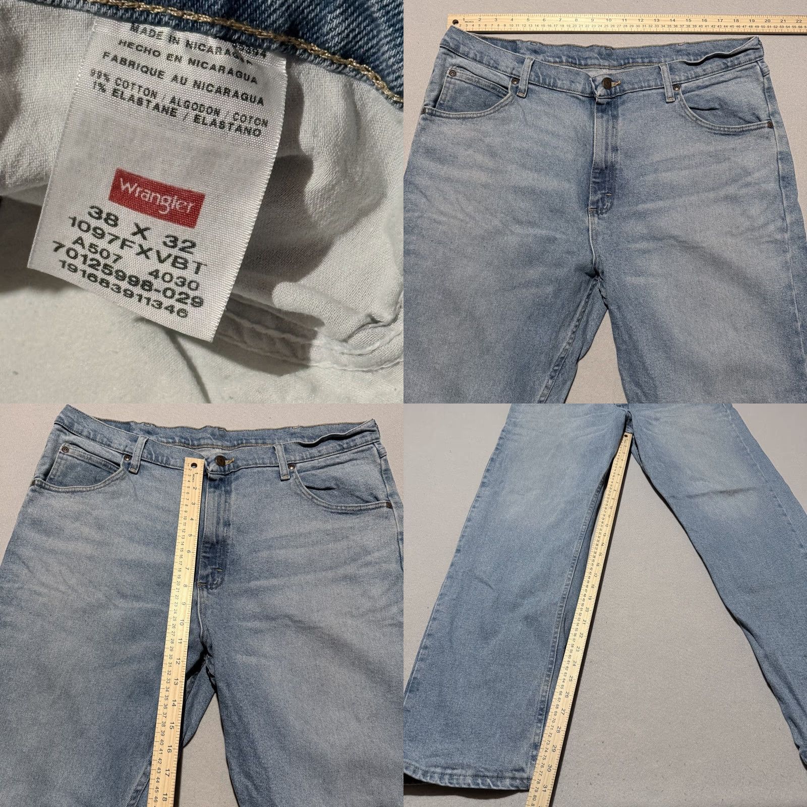 Wrangler Wrangler Jeans Light Wash Denim Comfort Stretch Straight Zip Fly - 38x32 Men Size US 38 / EU 54 - 8 Thumbnail