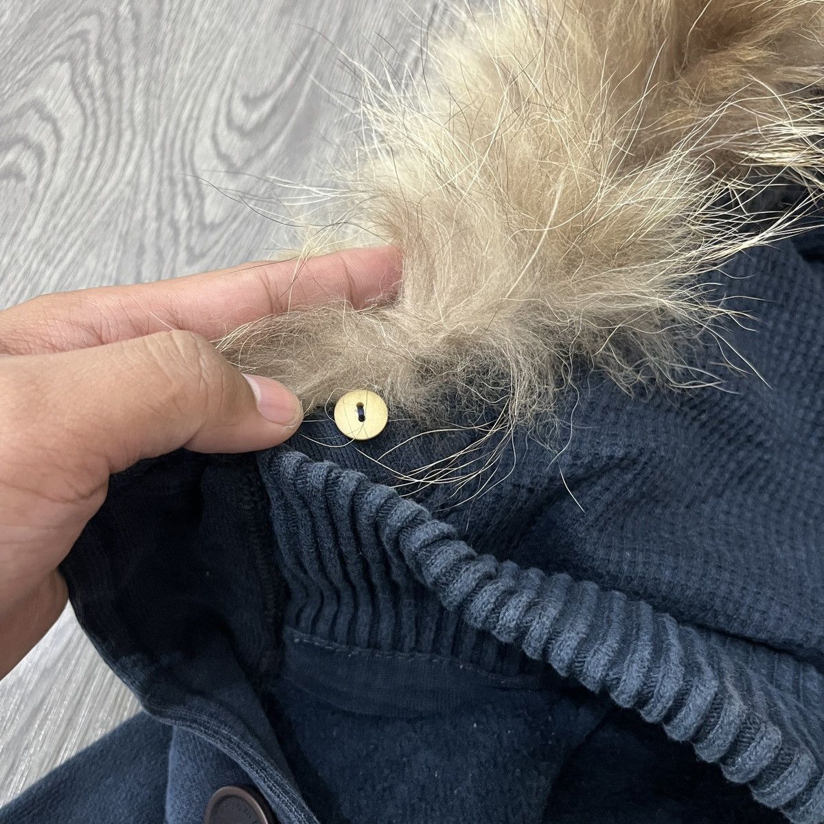 Japanese Brand Abercrombie & Fitch Button Fur Termal Hoodie Navy Size US M / EU 48-50 / 2 - 16 Thumbnail