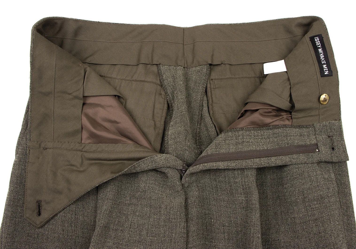 Issey Miyake Wool Rayon Two-Tuck Pants in Brown, Size XXL Size US 38 / EU 54 - 6 Thumbnail