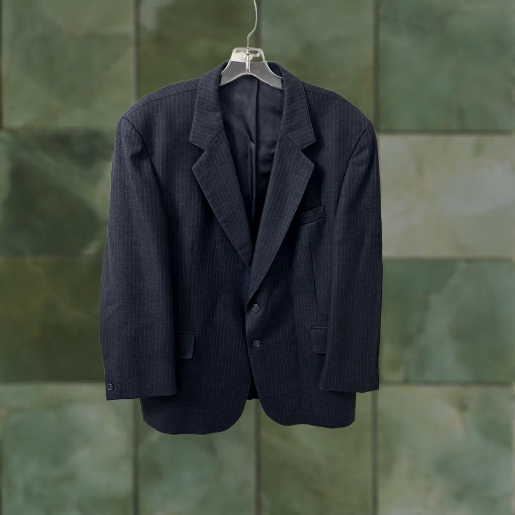 Vintage VINTAGE Alexander Shields Sport Coat Jacket Men 43S Navy Pinstripe 100% Wool Notch Lapel Two-Button Short" Size US XS / EU 42 / 0 - 1 Thumbnail
