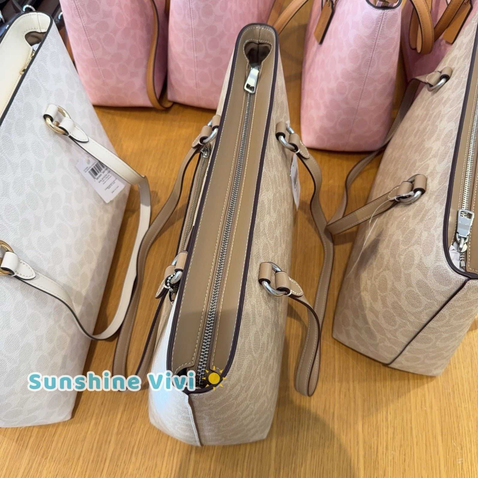 Coach NWT COACH Station Tote Bag In Maxi CCD69 Silver/Sand/Taupe Size ONE SIZE - 4 Thumbnail