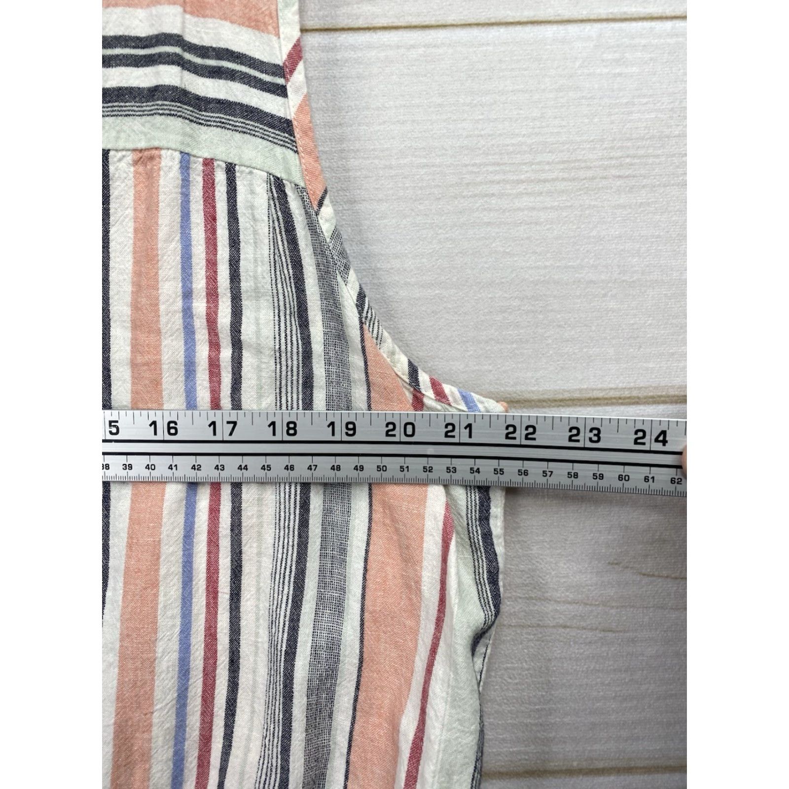 Vintage VINTAGE Christopher & Banks Dress Women's XL Multi Stripe Linen Blend Prairie Preppy Size XL / US 12-14 / IT 48-50 - 4 Thumbnail