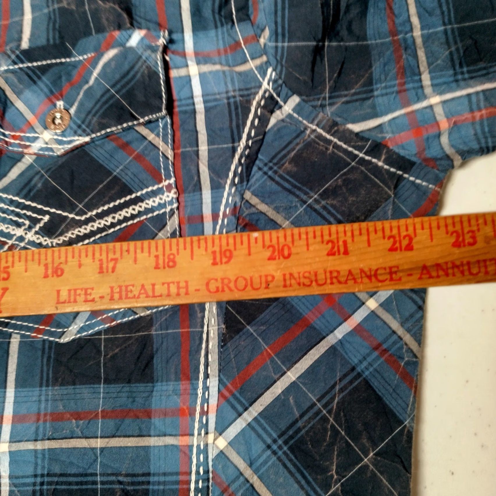 BKE BKE Shirt Men L Athletic Blue Plaid Western Distressed Look Long Sleeve Size US L / EU 52-54 / 3 - 5 Thumbnail