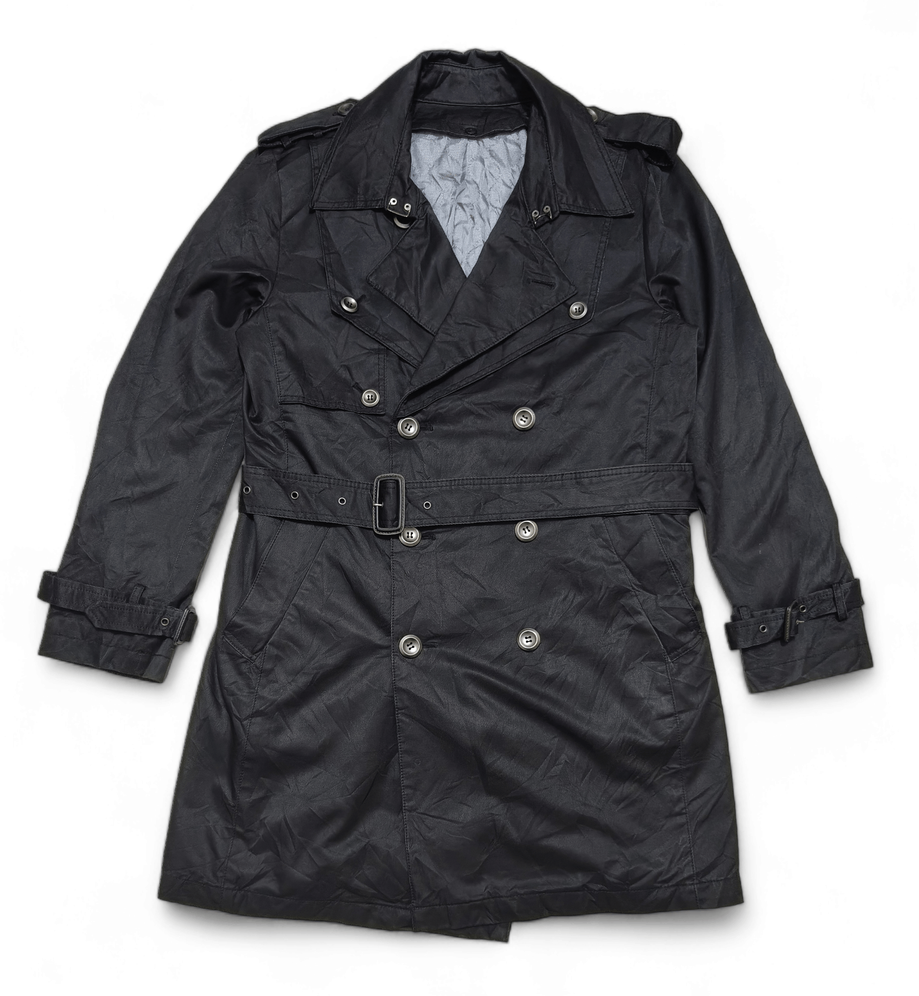 Other Vintage ELLE Homme Black Trench Coat Size L / US 10 / IT 46 - 2 Thumbnail