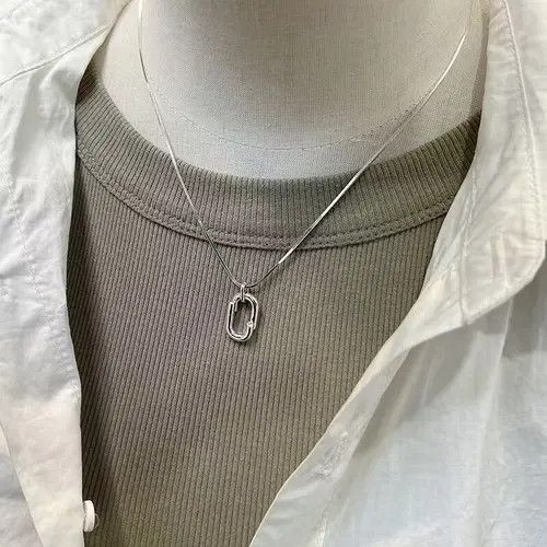 Japanese Brand Oval Pendant Snake Bone Chain Necklace Size ONE SIZE - 1 Thumbnail