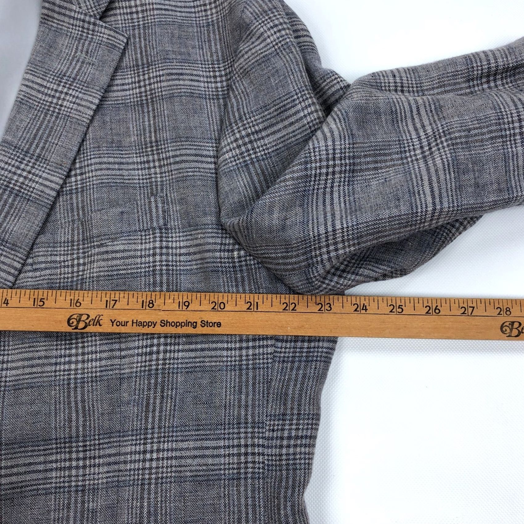 Jos. A. Bank Jos A Bank Blazer Single-Breasted 2-Button Linen Gray Glen Check 44 Regular Men Suit Jacket Sport Coat Size 44R - 4 Thumbnail