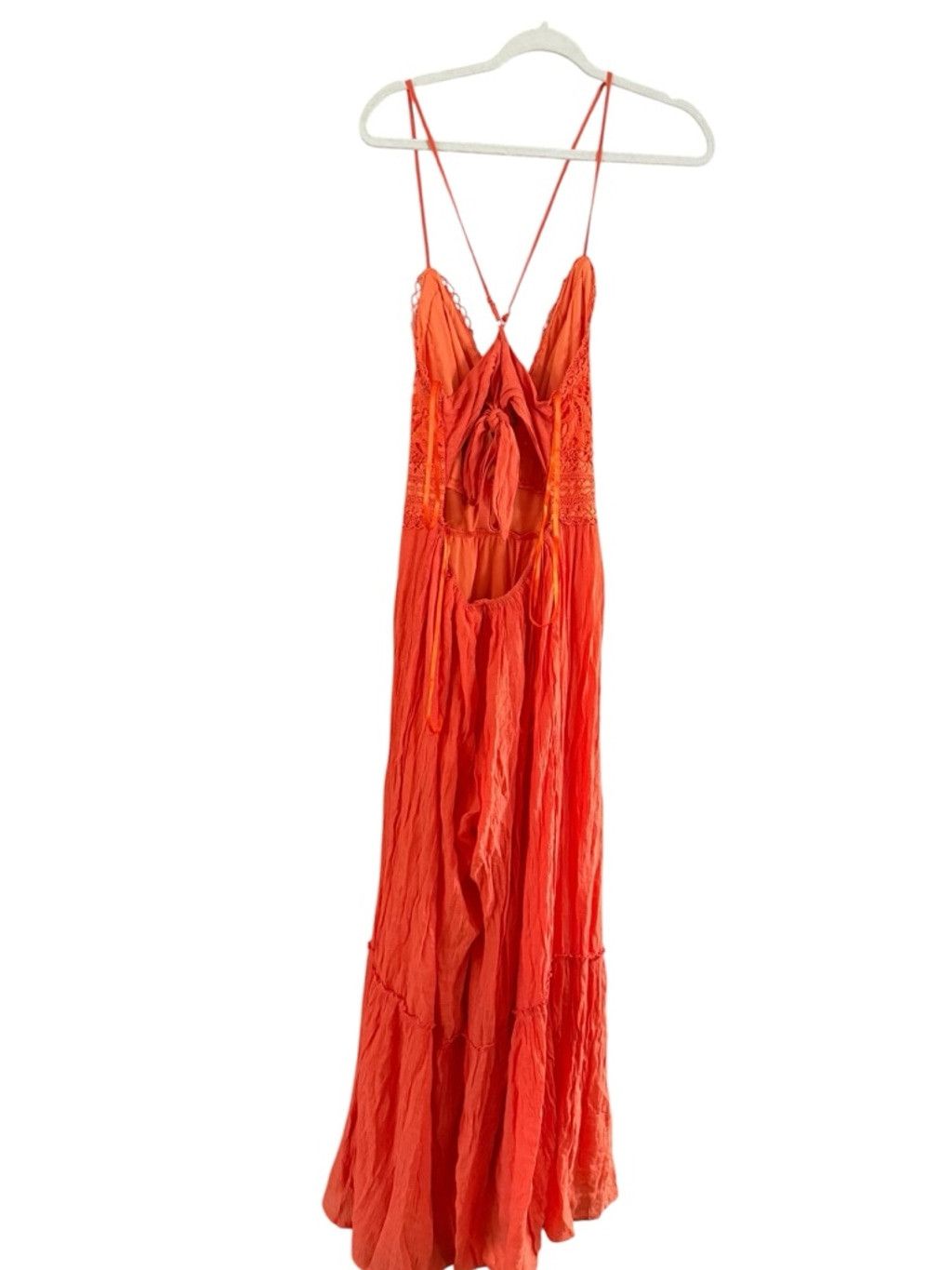 Fashion Nova Women's Fashion Nova Orange Crochet Halter Wide Leg Jumpsuit Size 34" / US 12 / IT 48 - 9 Thumbnail