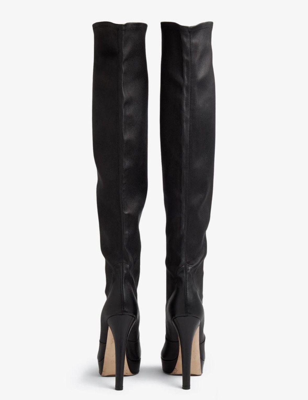 Miu Miu Miu Miu Thigh High Satin & Leather Boots Size US 7 / IT 37 - 2 Thumbnail