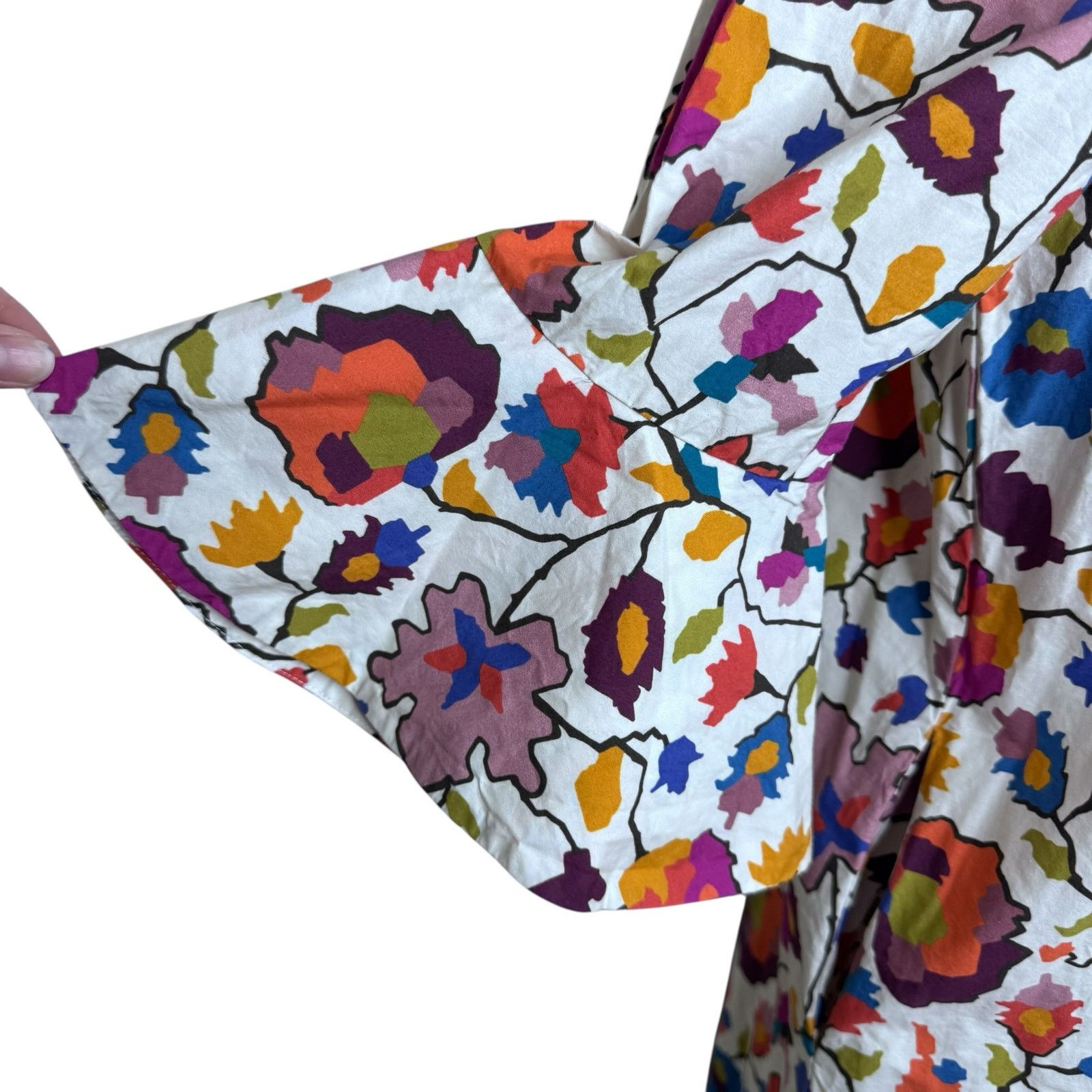 La DoubleJ LA DOUBLE J Artemis Flutter Sleeve Floral Printed Midi Dress Size M / US 6-8 / IT 42-44 - 7 Thumbnail