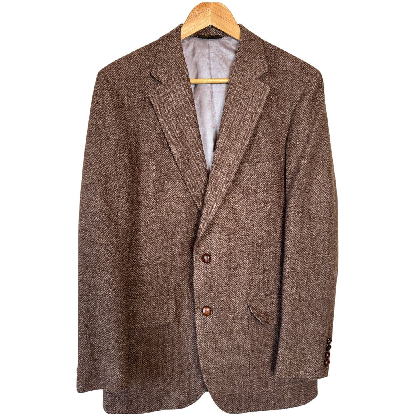 Lands' End Vintage Lands' End Wool Herringbone Tweed Blazer 44L Size 44L - 1 Thumbnail