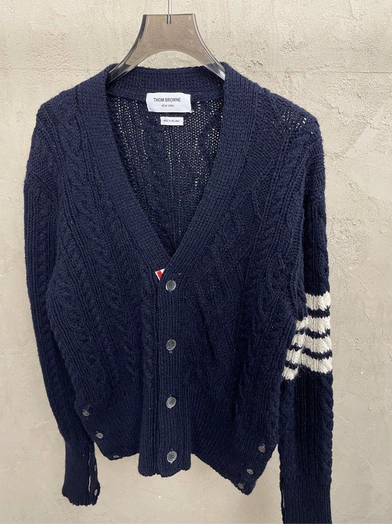 Thom Browne Thom browne Dark blue four-striped coarse-woven wool horseh Size US M / EU 48-50 / 2 - 3 Thumbnail