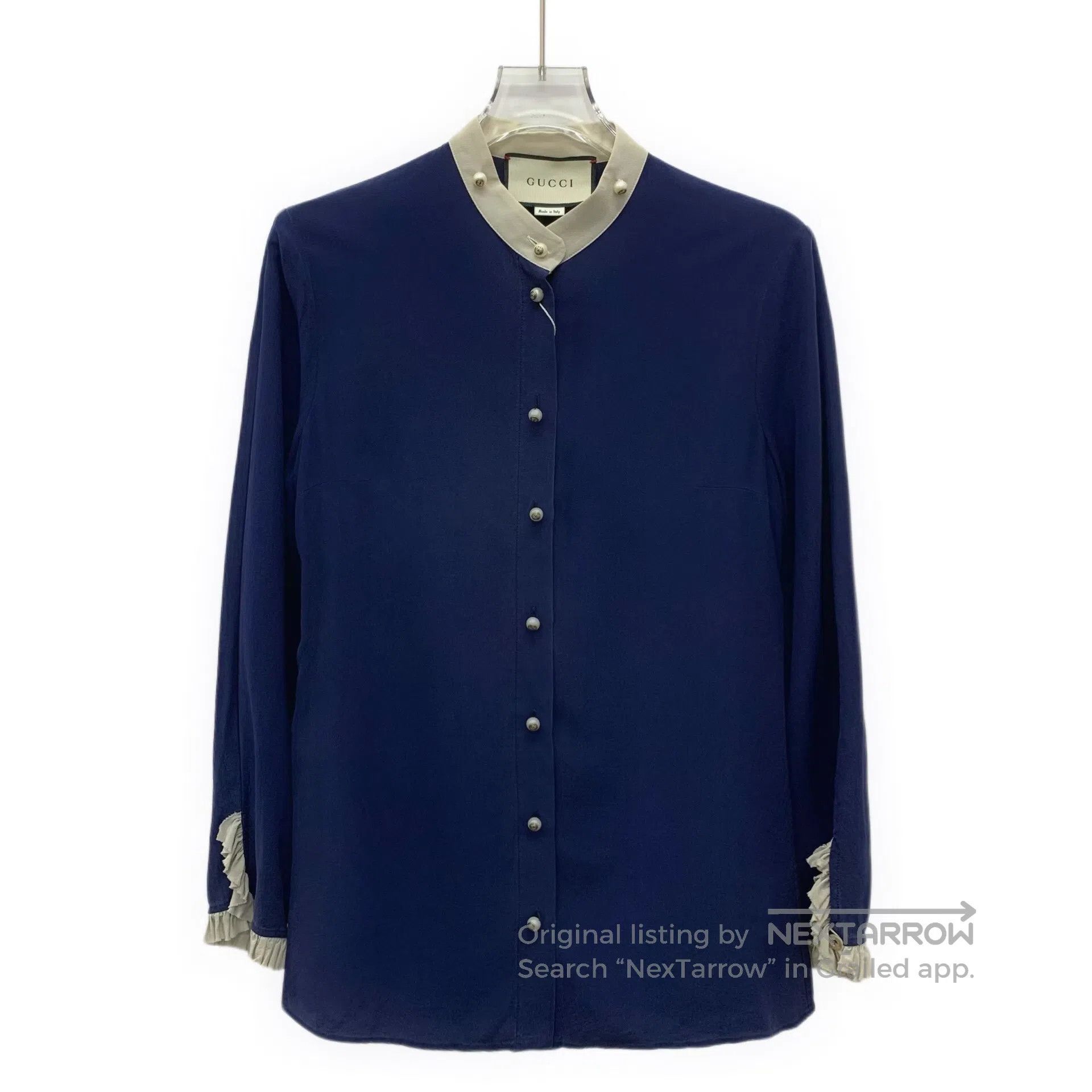 Gucci Guicci Dark blue lace design mulberry silk single-breasted Size XS / US 0-2 / IT 36-38 - 1 Thumbnail