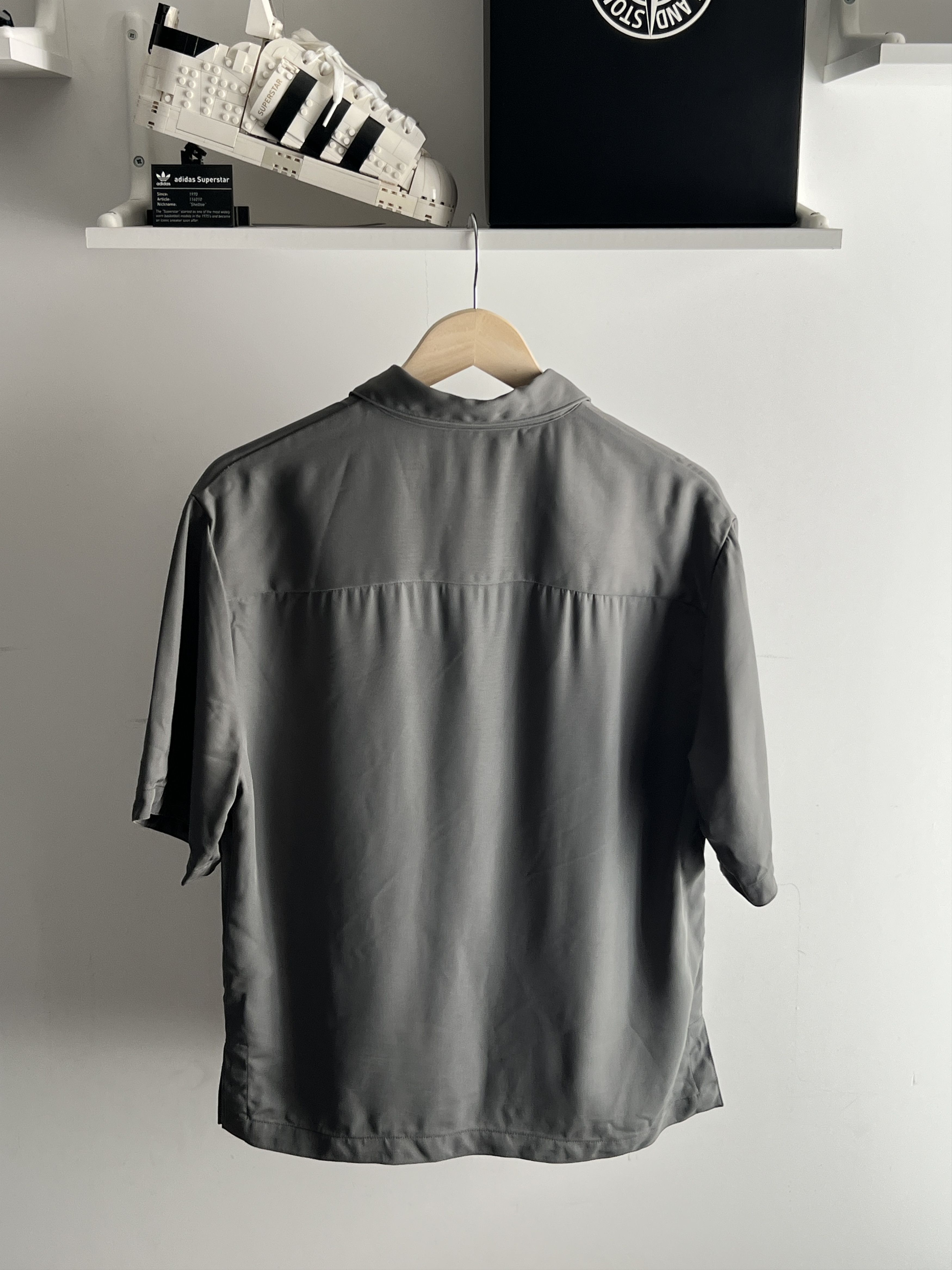 Sandro Short Sleeve Shirt Sandro Lyocell-blend Grey Regular Button Size US M / EU 48-50 / 2 - 6 Thumbnail