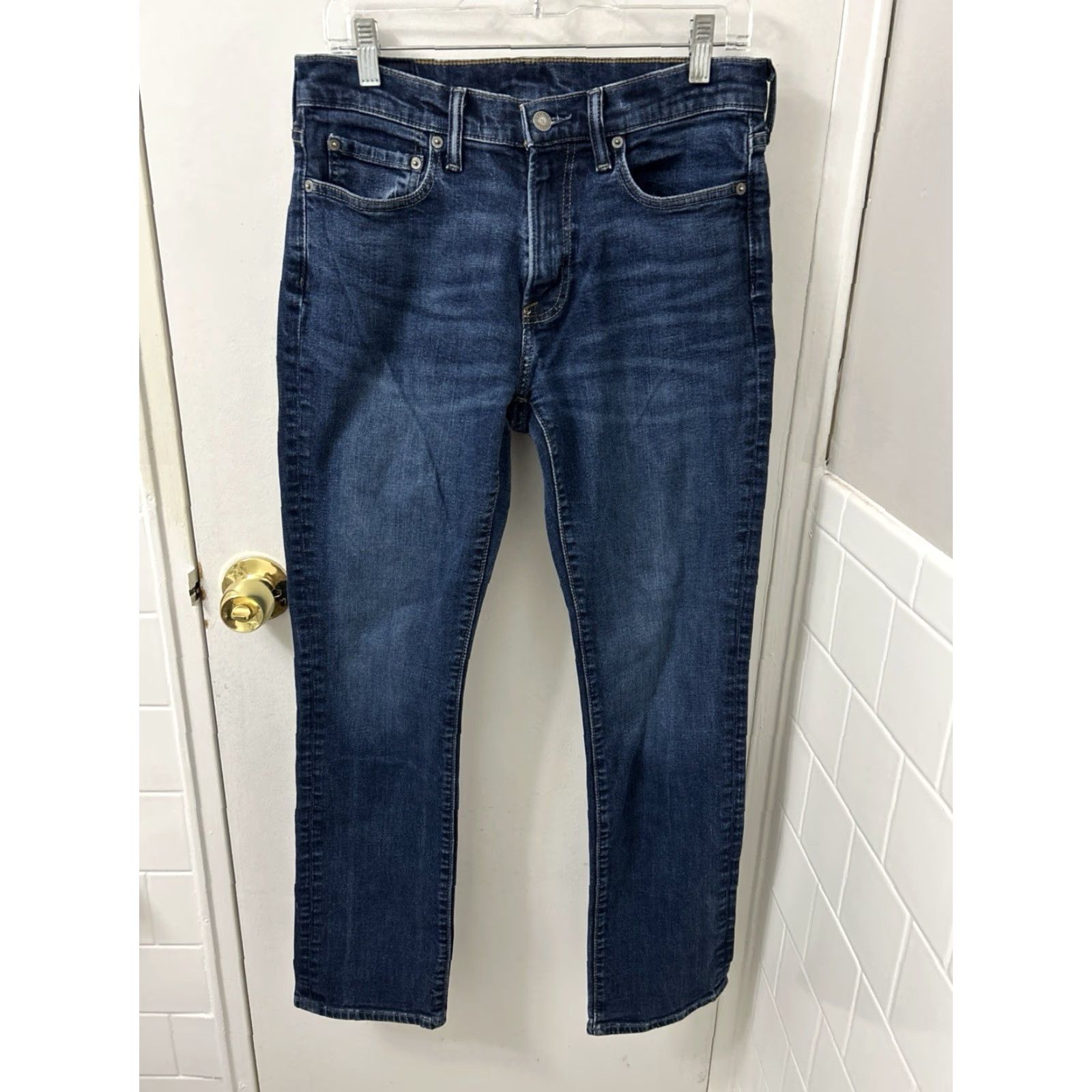 Abercrombie & Fitch Abercrombie & Fitch Jeans Mens 31x30 Dark Wash Straight Stretch Denim Size US 31 - 2 Thumbnail