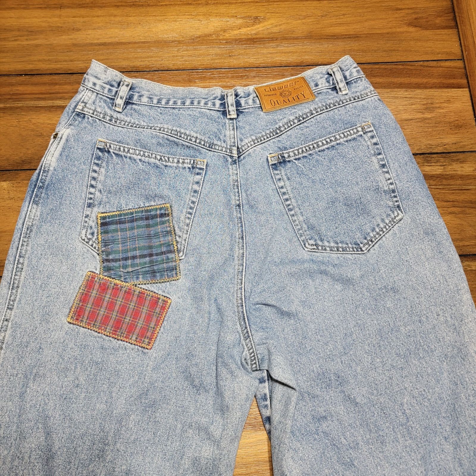 Liz Claiborne Liz Wear Straight Jeans w/ Patches & Button Fly - Size 14 Size 36" / US 14 / IT 50 - 6 Thumbnail