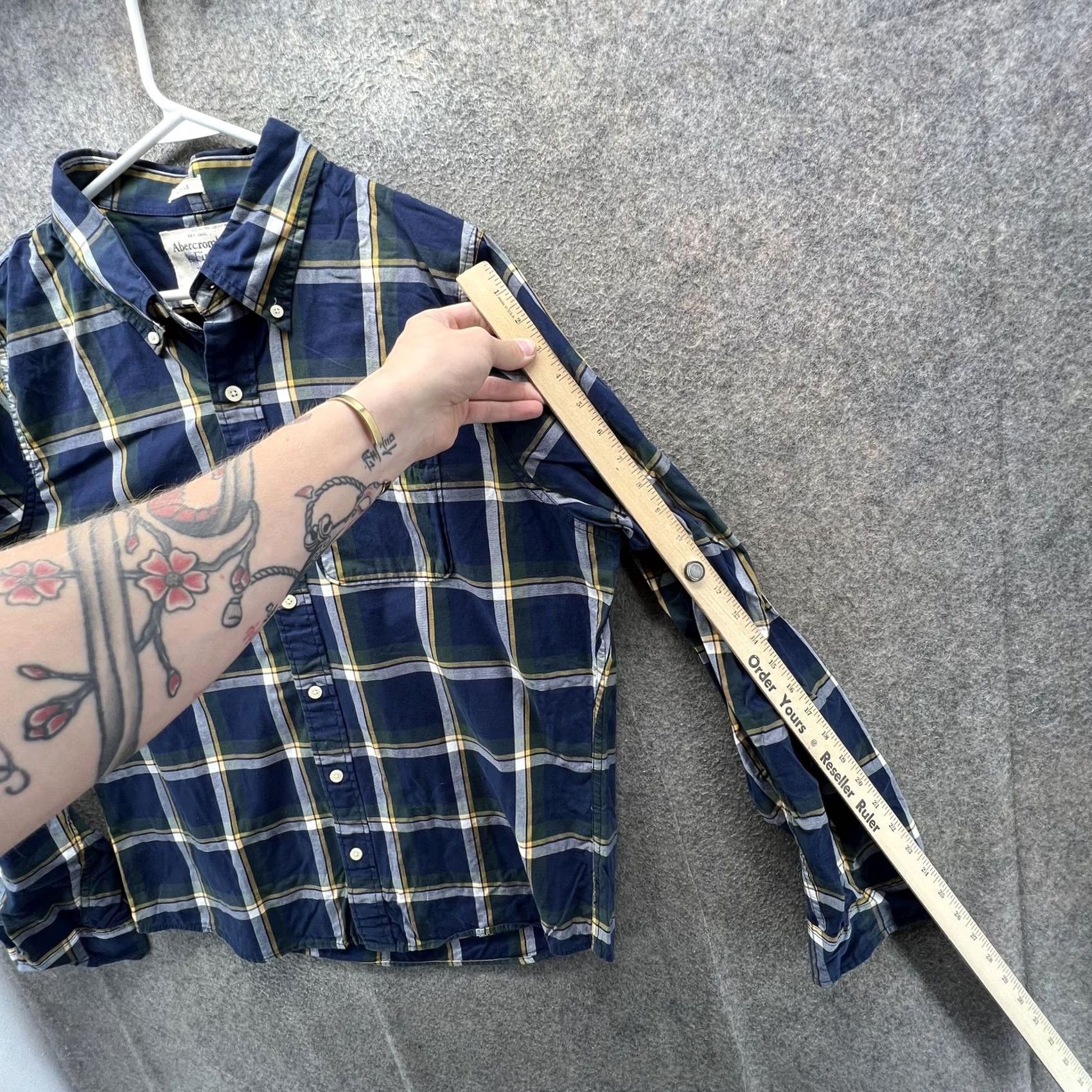 Abercrombie & Fitch Abercrombie & Fitch Shirt Mens 2XL Blue Plaid Long Sleeve Button Front Slim Size US XXL / EU 58 / 5 - 4 Thumbnail
