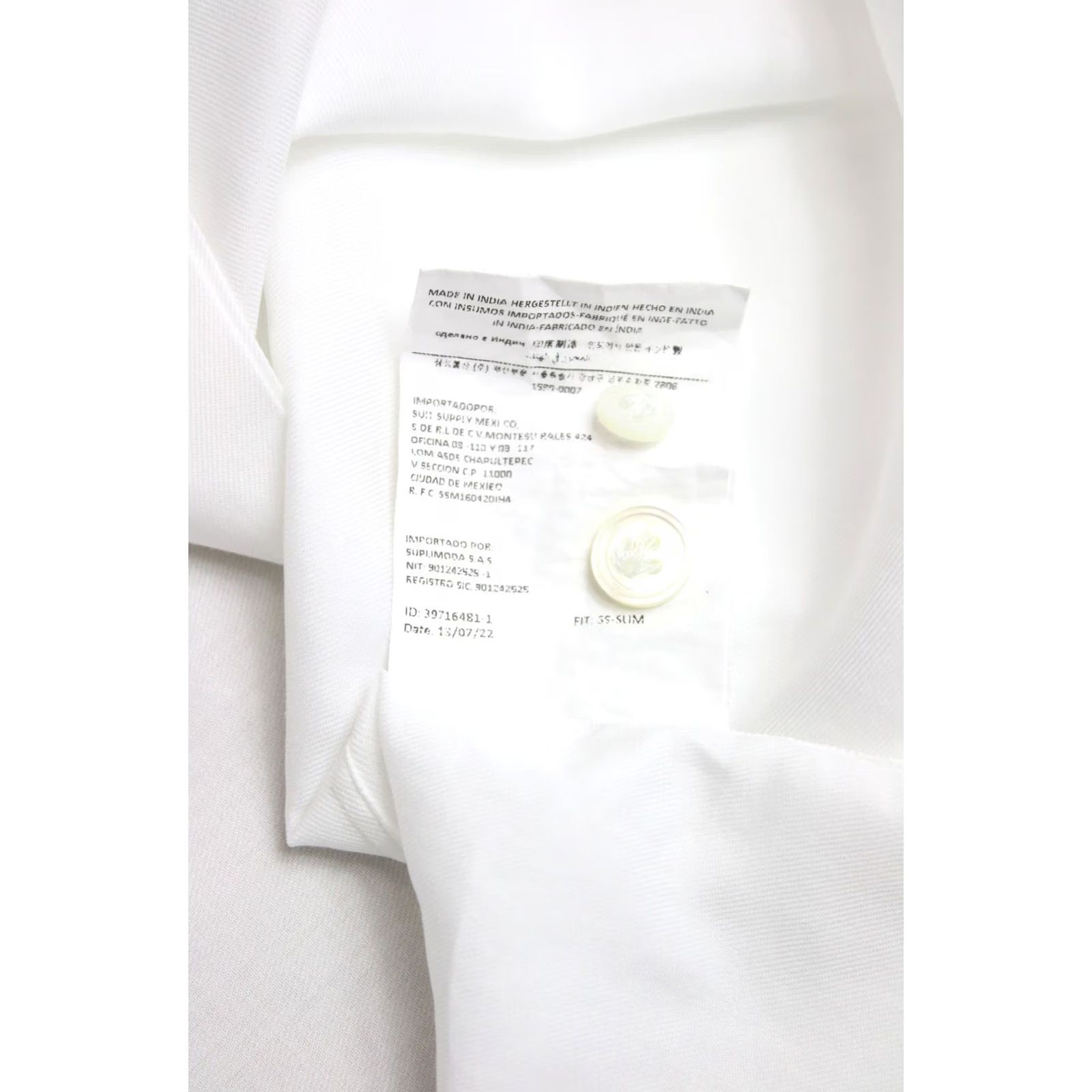 Suitsupply Suitsupply Formal Shirt Men's SMALL Button Up Cutaway Collar Formal Shirt White Slim Cotton Dress Shirt Mens Size 36R - 7 Thumbnail