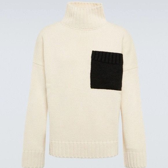 JW Anderson JW Anderson Patch Pocket Turtleneck Sweater Off White Black Size US L / EU 52-54 / 3 - 1 Thumbnail