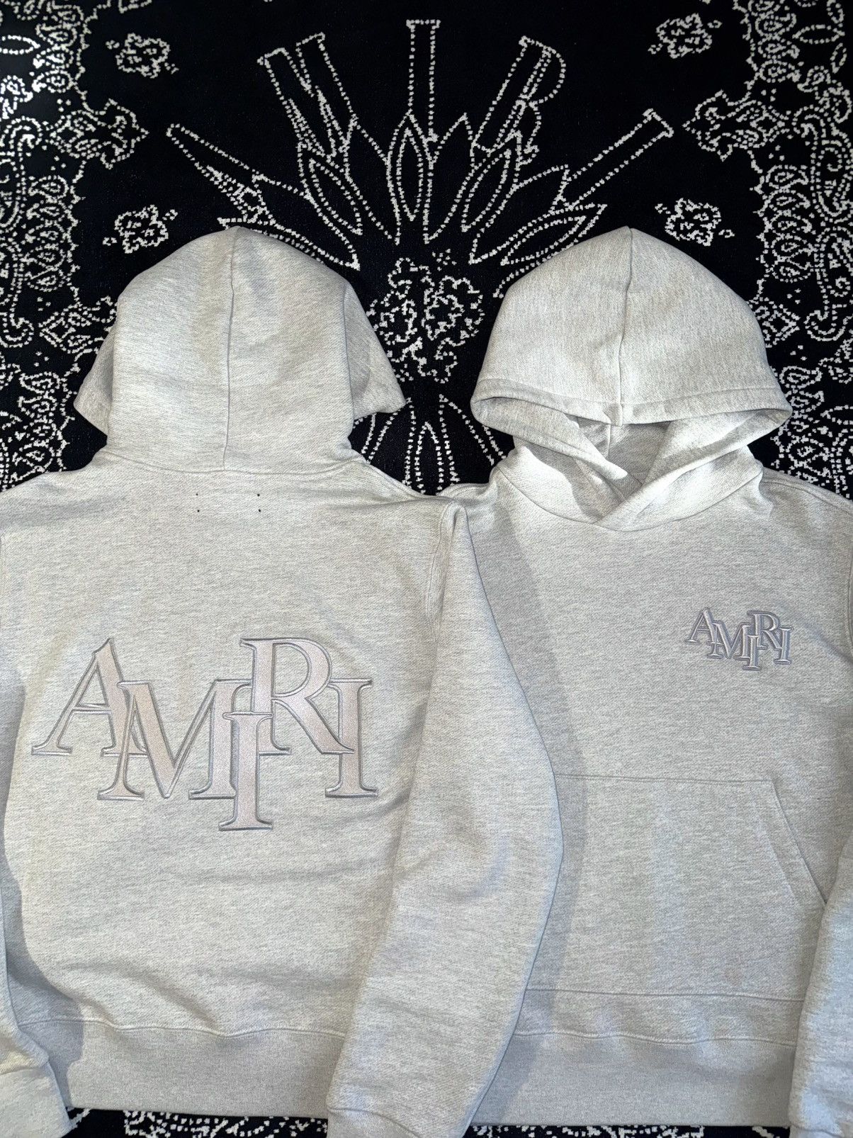Amiri AMIRI STAGGERED LOGO GREY HOODIE Size US S / EU 44-46 / 1 - 2 Thumbnail