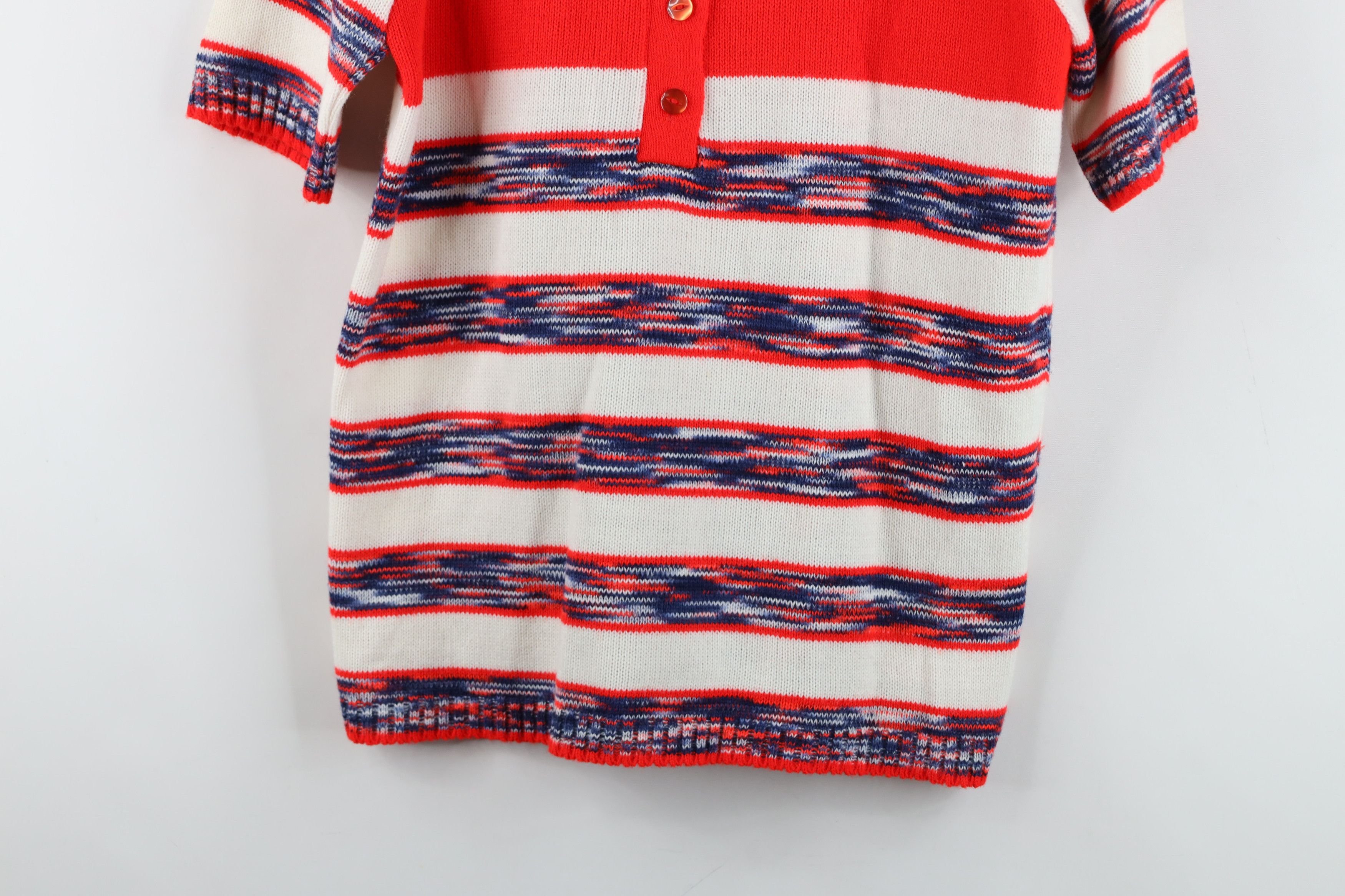 Vintage Vintage 60s Streetwear Striped Short Sleeve Knit Sweater Size M / US 6-8 / IT 42-44 - 3 Thumbnail