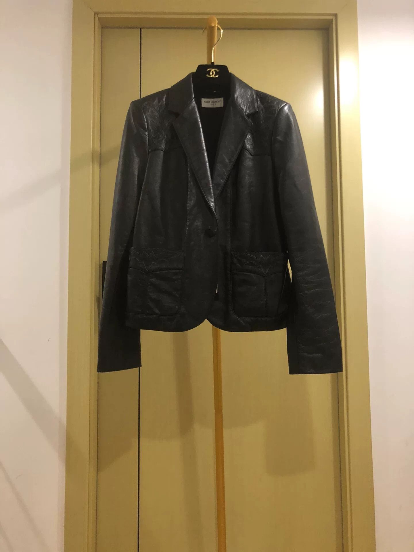 Saint Laurent Paris Saint Laurent Black Leather Blazer Size M / US 6-8 / IT 42-44 - 1 Thumbnail