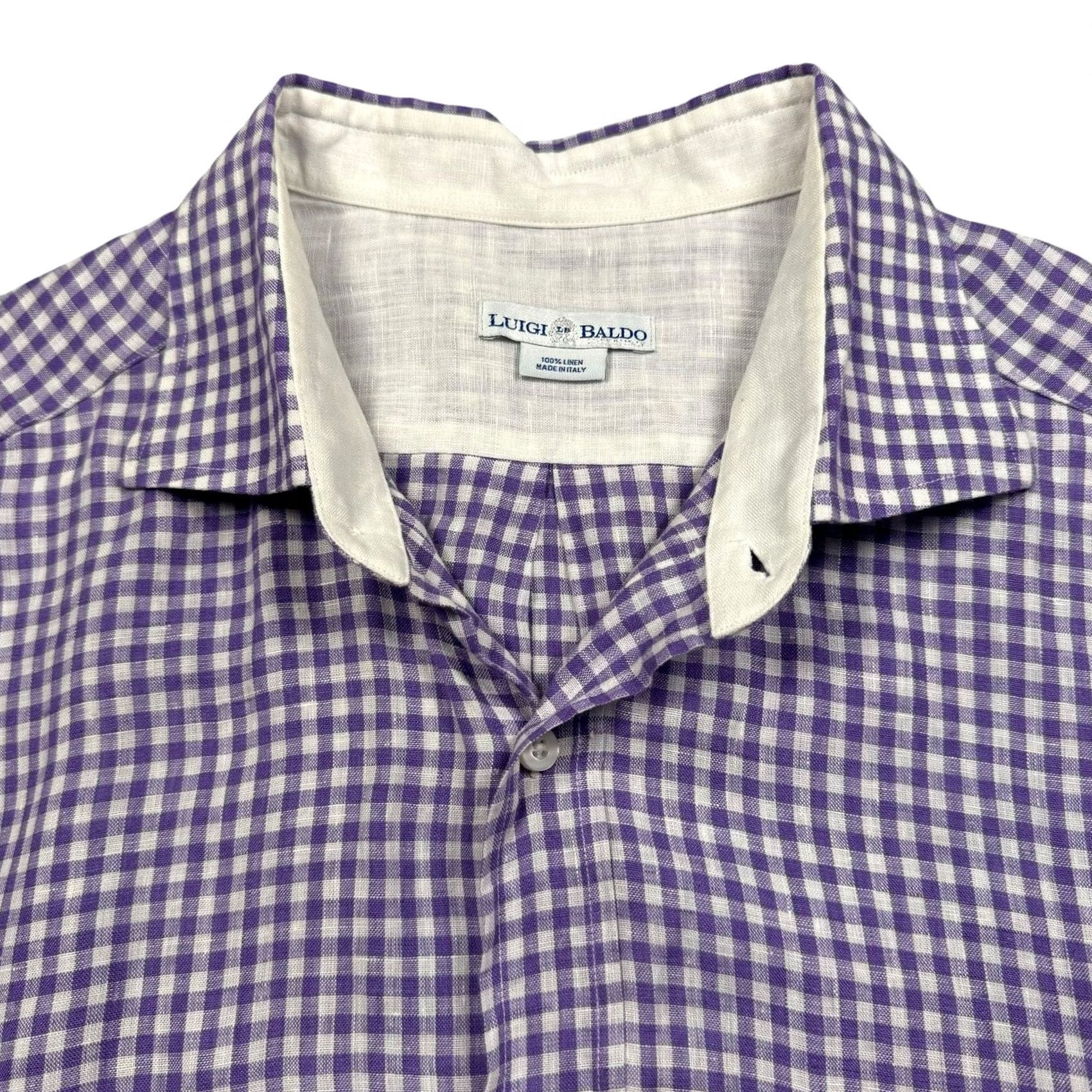 Aldo VINTAGE LuigI Baldo Linen Shirt Platinum Long Sleeve Plaid Purple XL Men XLT Size US XL / EU 56 / 4 - 4 Thumbnail