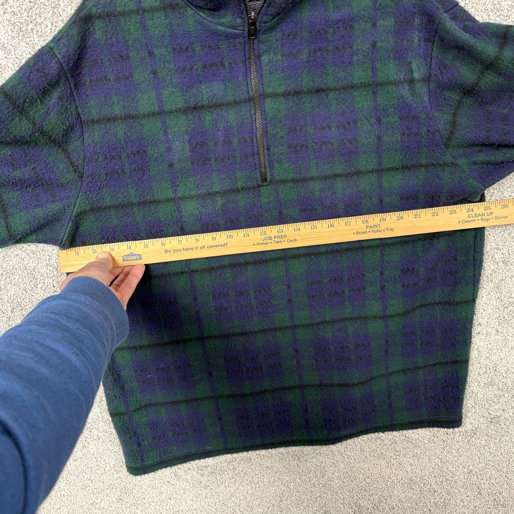 Vintage Vintage Forenza Fleece Sweater Plaid Green Blue 1/4 Zip Ladies Large 3/4 Sleeve Mock Neck Knit Casual Cabincore Size L / US 10 / IT 46 - 4 Thumbnail