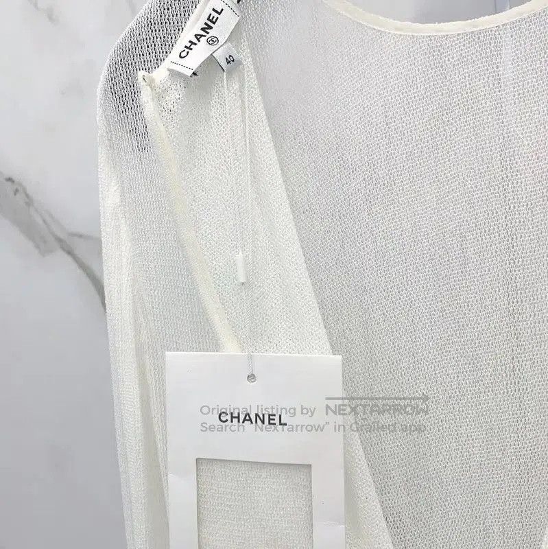 Chanel Chanel Long Sleeve White Cotton Dress . Size L / US 10 / IT 46 - 4 Thumbnail