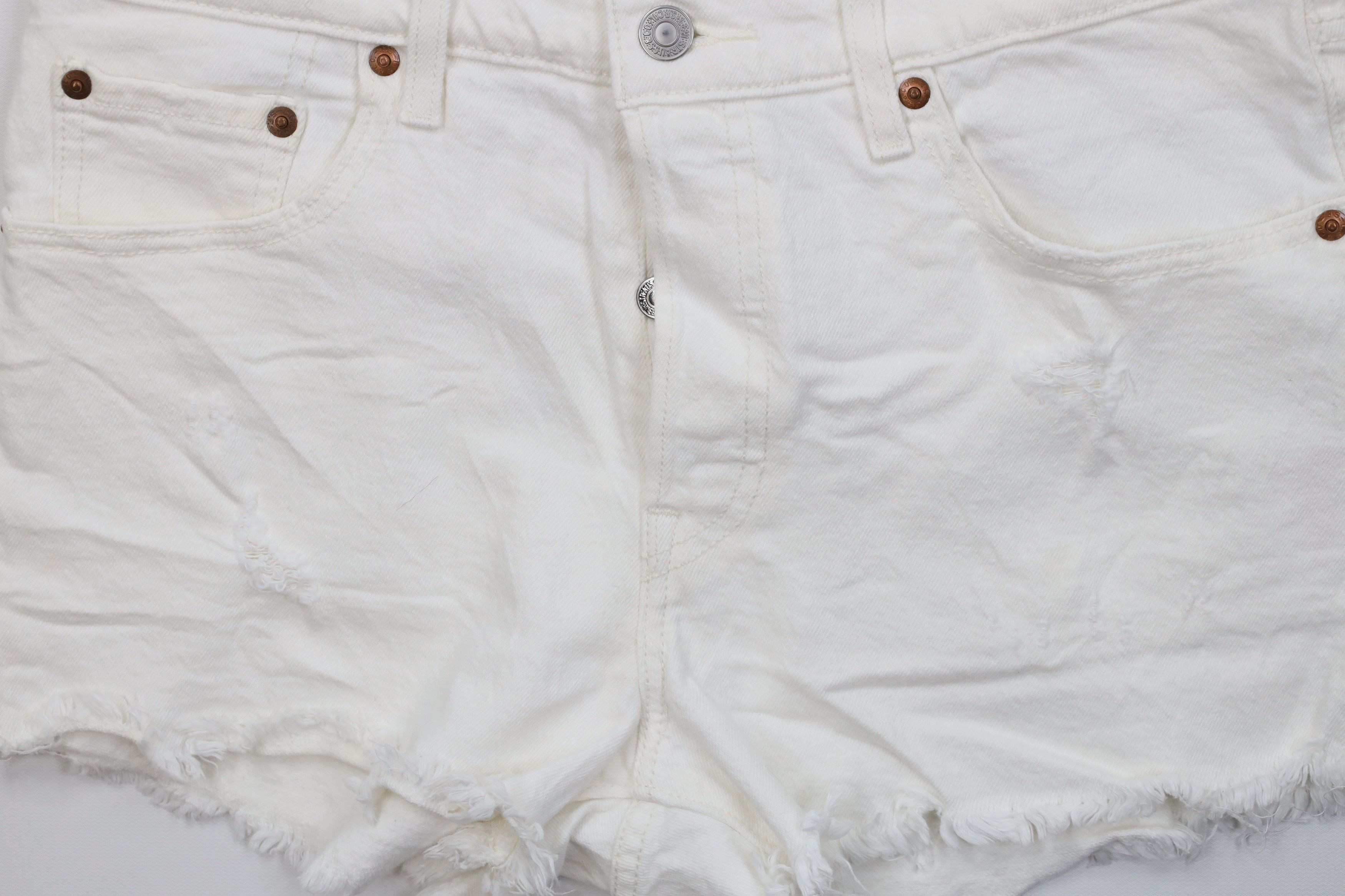 Levi's Vintage Y2K Levis 501xx Fly Cut Off Denim Jean Shorts White Size 28" / US 6 / IT 42 - 3 Thumbnail