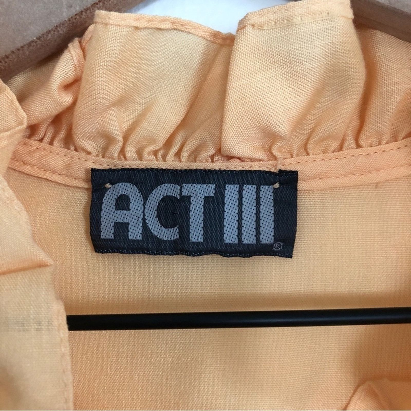 Vintage Act III Yellow Orange Button Short Sleeve Ruffle Blouse Top Size L / US 10 / IT 46 - 3 Thumbnail