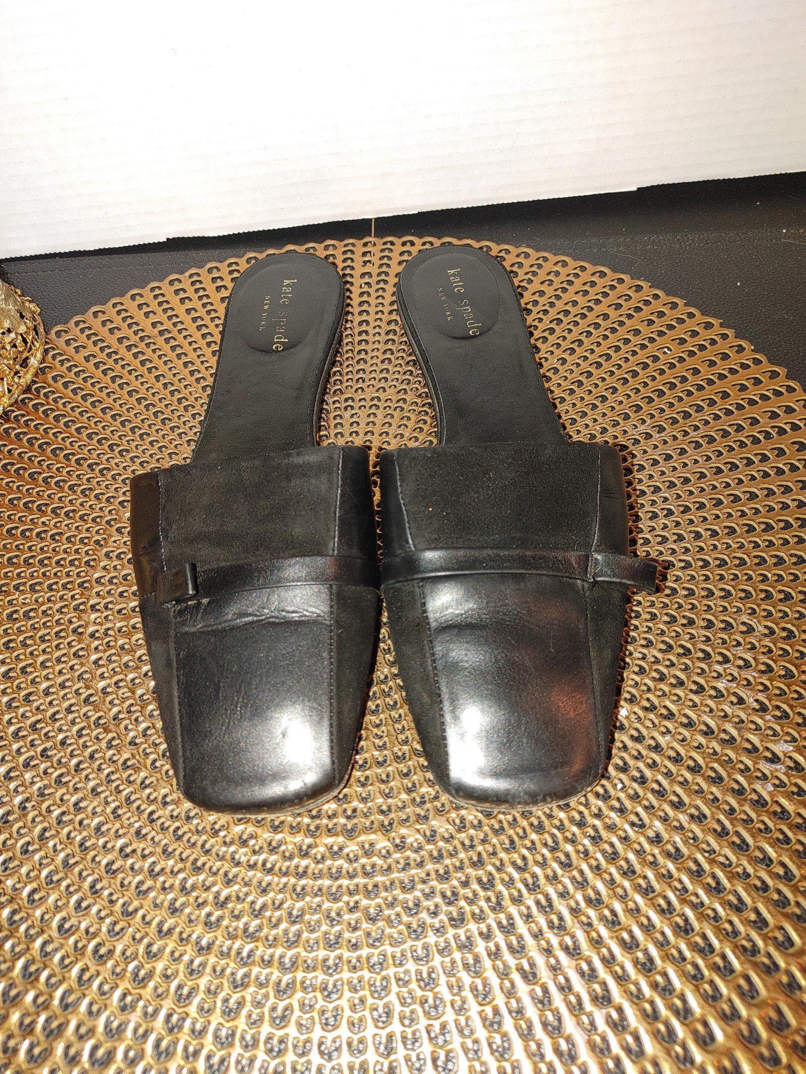 Designer Kate Spade Leather & Suede Slides Size 8 Size US 8 / IT 38 - 1 Thumbnail