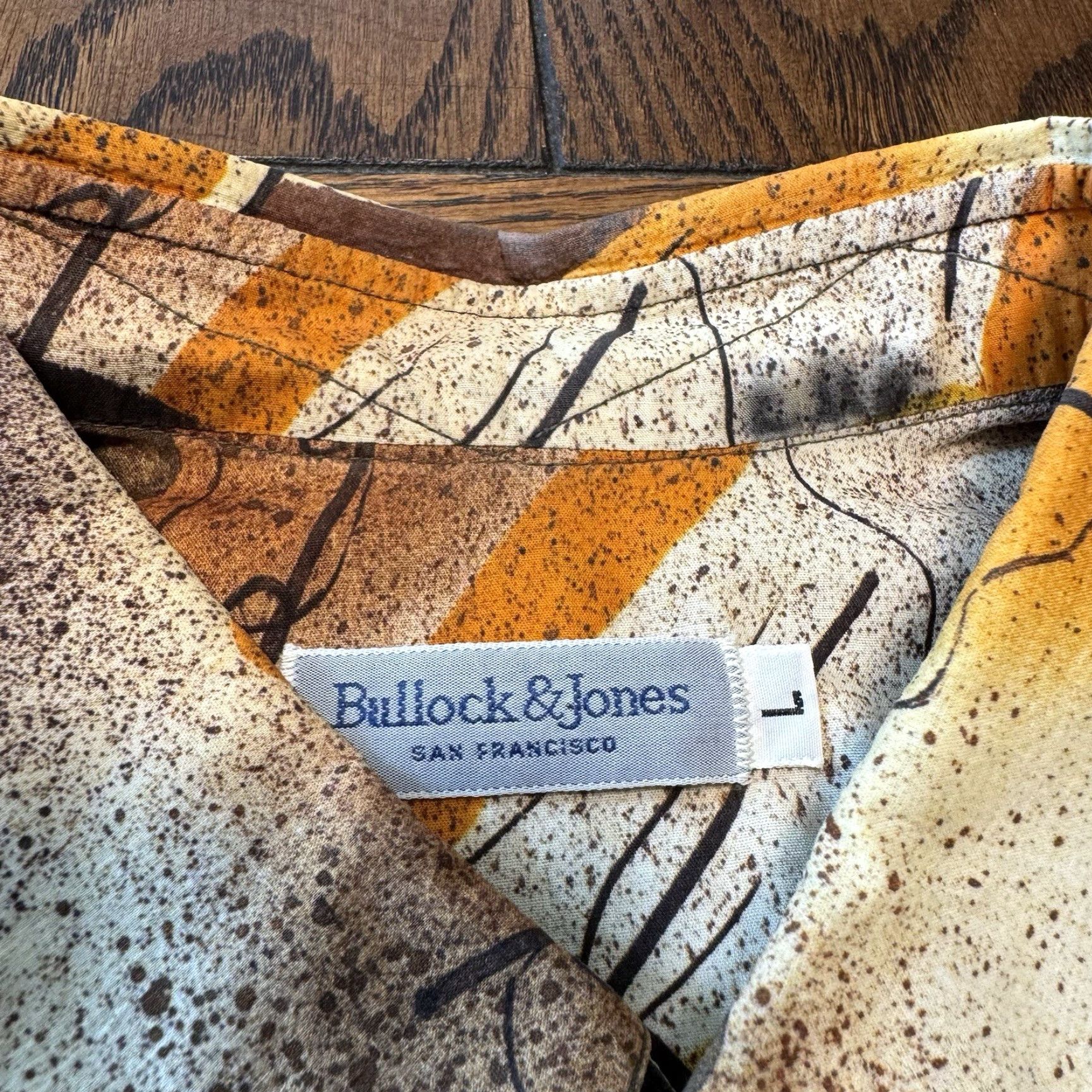 Vintage VINTAGE Bullock & Jones Mens Button-Up Short Sleeve Large Art Print Design Shirt Size US L / EU 52-54 / 3 - 6 Thumbnail