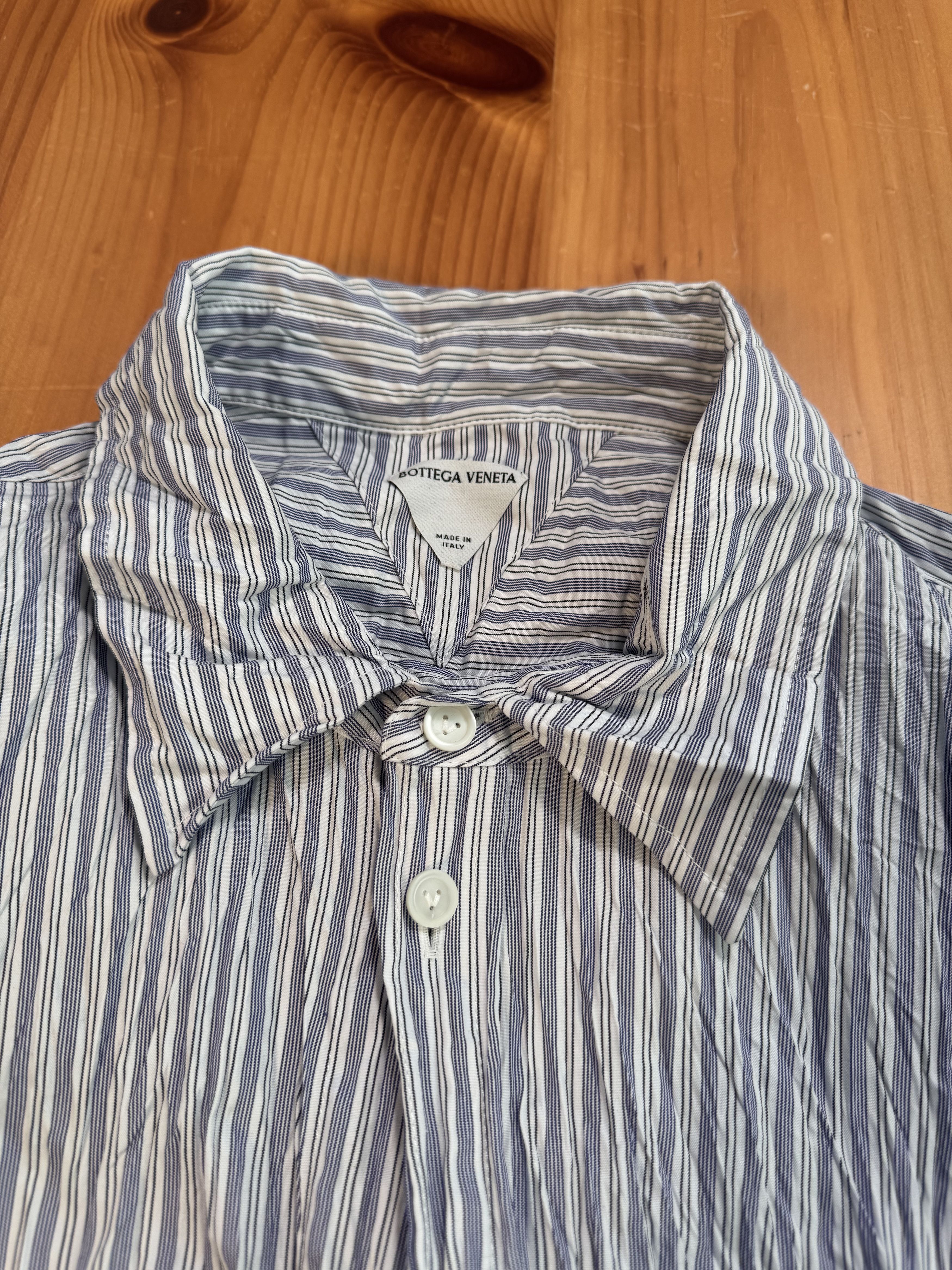 Bottega Veneta Bottega Veneta Crinkle Dress Shirt Pinstripe Size US L / EU 52-54 / 3 - 5 Thumbnail