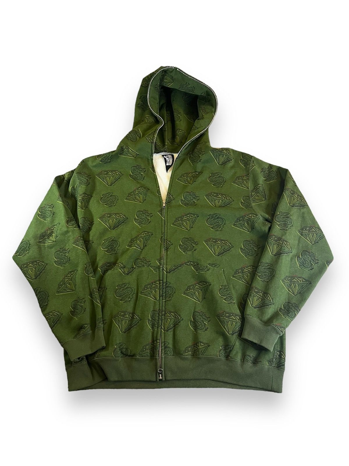 image of Og Billionaire Boys Club Diamonds &dollars Hoodie 2006 in Green, Men's (Size XL)