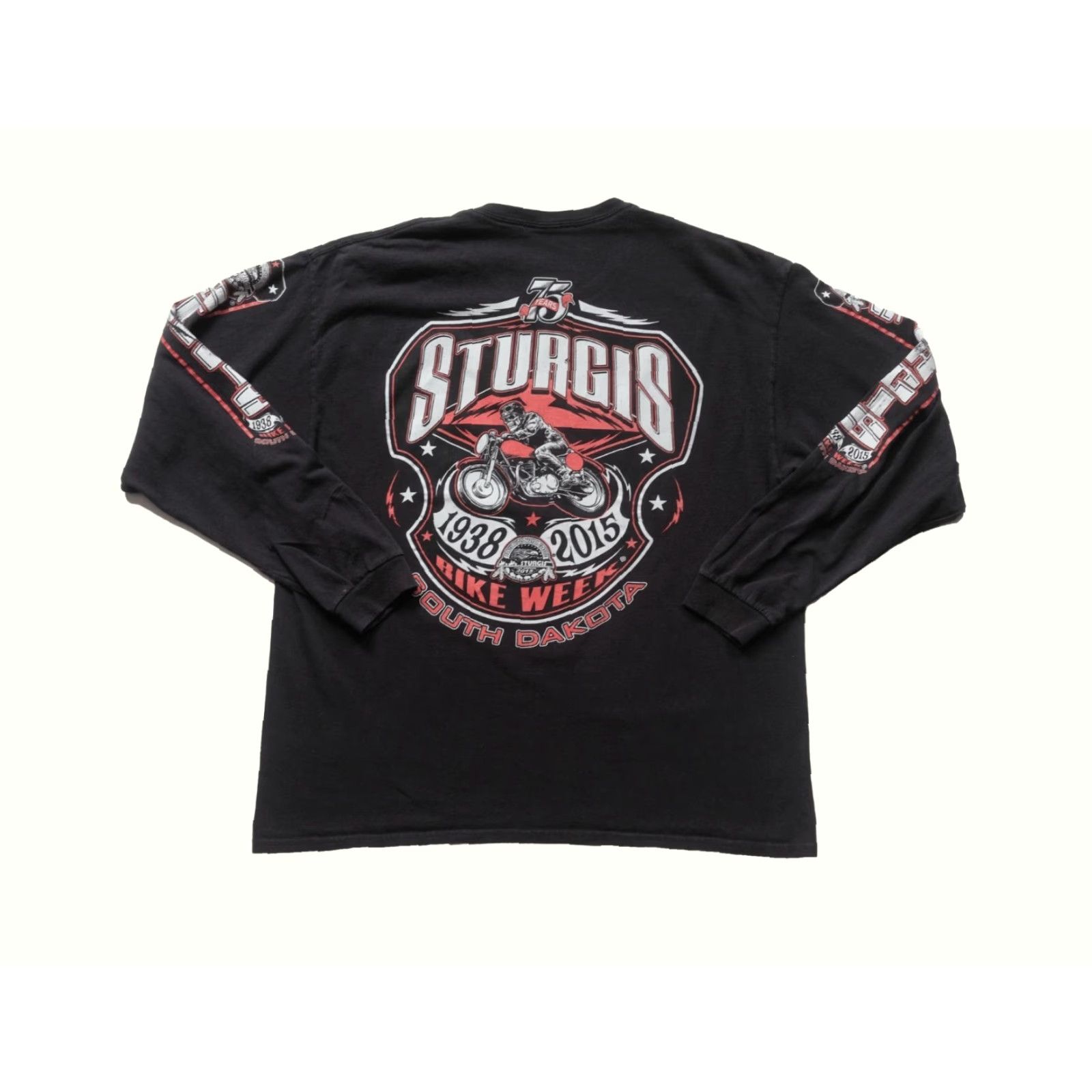 Vintage VINTAGE Sturgis MOTORCYCLE RALLY 75th ANNIVERSARY BIKER T-Shirt XL Black Mens Size XL Size US XL / EU 56 / 4 - 3 Thumbnail